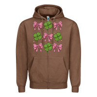 Chestnut coquette bow clover st. patrick's day Zipper Hoodie - MaliasSmallBusiness