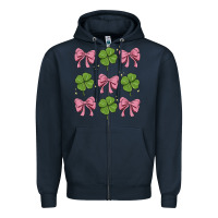 Navy coquette bow clover st. patrick's day Zipper Hoodie - MaliasSmallBusiness
