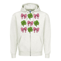 Coquette Bow Clover St. Patrick's Day Zipper Hoodie | Teevron