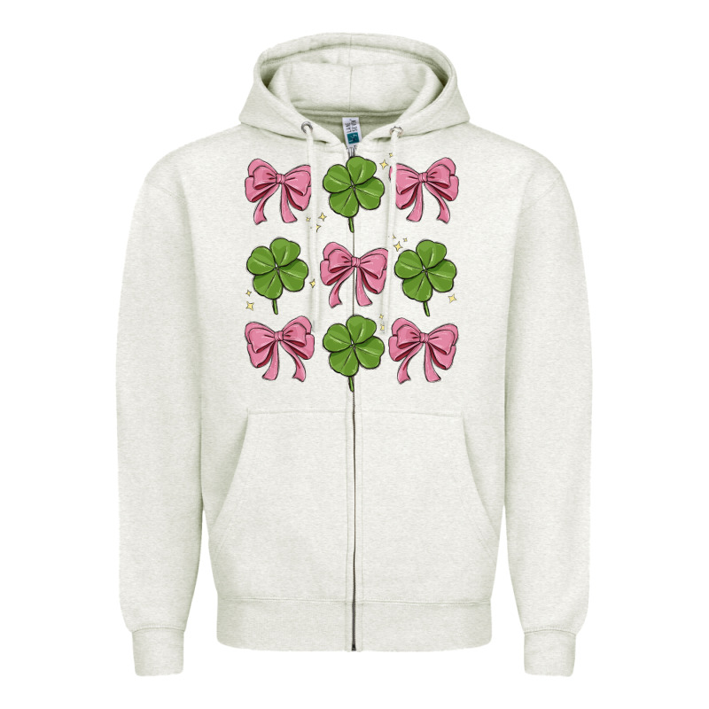 Coquette Bow Clover St. Patrick's Day Zipper Hoodie by MaliasSmallBusiness | Teevron