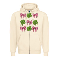 Sandshell coquette bow clover st. patrick's day Zipper Hoodie - MaliasSmallBusiness