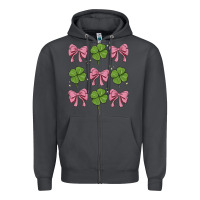 Smoke coquette bow clover st. patrick's day Zipper Hoodie - MaliasSmallBusiness