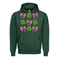 Sports Green coquette bow clover st. patrick's day Zipper Hoodie - MaliasSmallBusiness