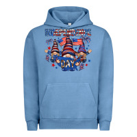Pigment Pebble Blue Independence Day with gnomies Urban Hoodie - HowdyJamesFarm