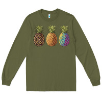 Army Green pineapples leopard tie dye summer Long Sleeve Tee - Artiststas