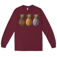 Burgundy pineapples leopard tie dye summer Long Sleeve Tee - Artiststas