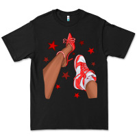 Black Bright Red Afro Girl Sneakers and Heels Premium Tee - texasbilliewilder