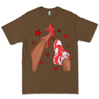 Cacao Bright Red Afro Girl Sneakers and Heels Premium Tee - texasbilliewilder