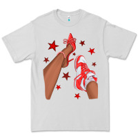 Dove Grey Bright Red Afro Girl Sneakers and Heels Premium Tee - texasbilliewilder