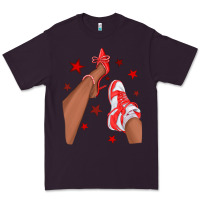 Plum Bright Red Afro Girl Sneakers and Heels Premium Tee - texasbilliewilder