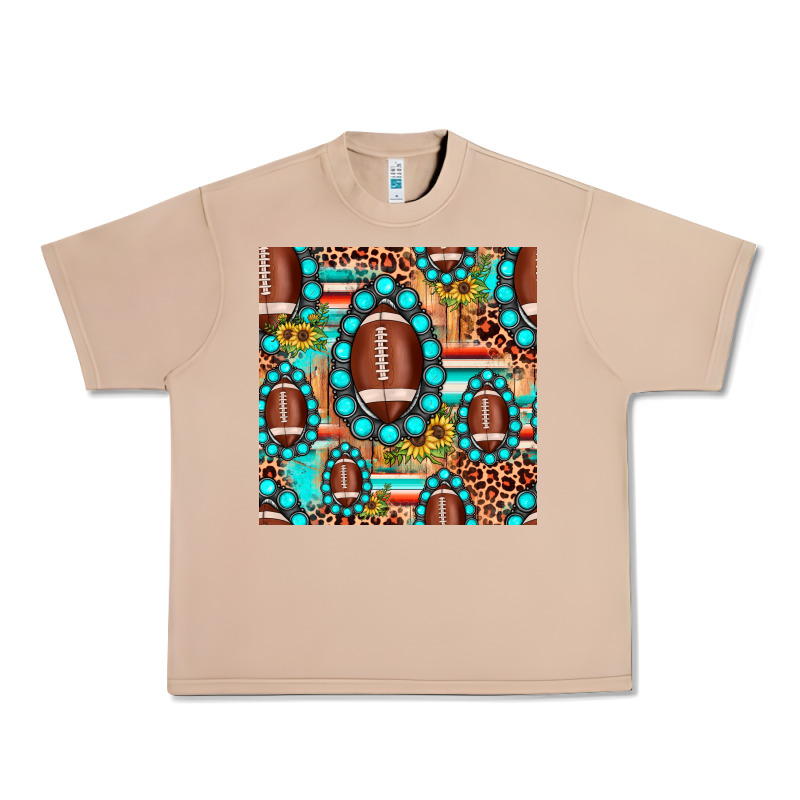 Football Leopard Turquoise Gemstone Sunflower Seamless Pattern Urban Heavy Tee by JahusDesignShop | Teevron
