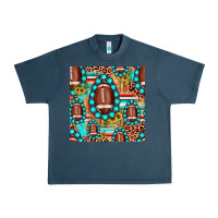 Midnight Navy football leopard turquoise gemstone sunflower seamless pattern Urban Heavy Tee - JahusDesignShop