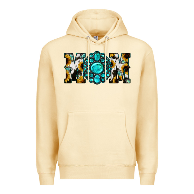 Sunflower Turquoise Gemstone Cowhide Mom Premium Hoodie by Bettercallsaul | Teevron