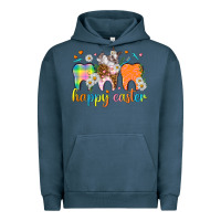 Pigment Midnight Navy Happy Easter Dental Easter Day Urban Hoodie - HowdyJamesFarm