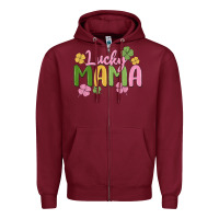 Burgundy lucky mama Zipper Hoodie - MaliasSmallBusiness
