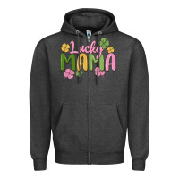 Charcoal Heather lucky mama Zipper Hoodie - MaliasSmallBusiness