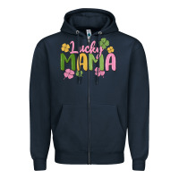 Navy lucky mama Zipper Hoodie - MaliasSmallBusiness