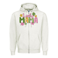 Oatmeal Heather lucky mama Zipper Hoodie - MaliasSmallBusiness