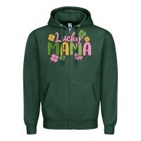 Sports Green lucky mama Zipper Hoodie - MaliasSmallBusiness