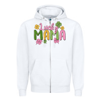 White lucky mama Zipper Hoodie - MaliasSmallBusiness