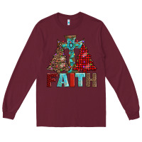 Burgundy cross and christmas trees Long Sleeve Tee - AdoDesignShop