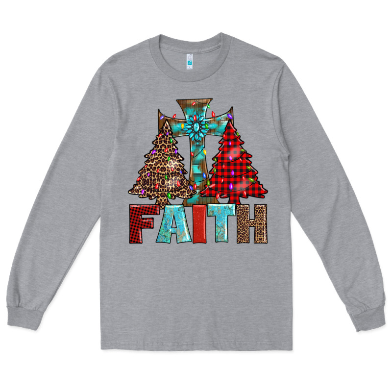 Cross And Christmas Trees Long Sleeve Tee by AdoDesignShop | Teevron