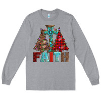 Heather Grey cross and christmas trees Long Sleeve Tee - AdoDesignShop