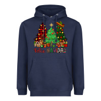 Navy Feliz Navidad Heavyweight Hoodie - NancyCooperArtShop