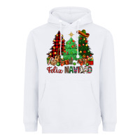 White Feliz Navidad Heavyweight Hoodie - NancyCooperArtShop