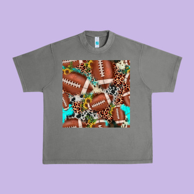 Football Leopard Turquoise Cowhide Sunflower Seamless Pattern Urban Heavy Tee Designed By Jahusdesignshop