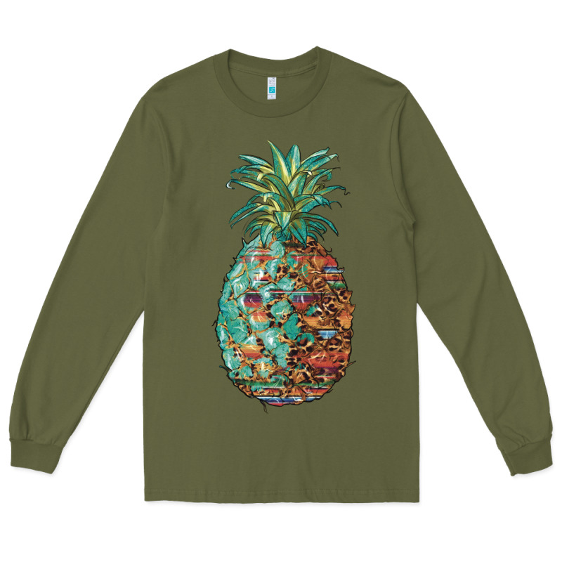 Pineapple Leopar Turquoise Serape Summer Long Sleeve Tee by Artiststas | Teevron