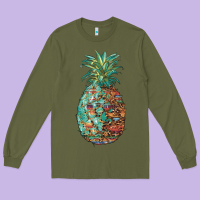 Pineapple Leopar Turquoise Serape Summer Long Sleeve Tee Designed By Artiststas