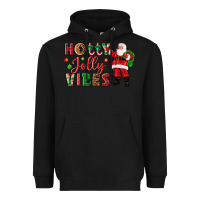 Black Holly Jolly vibes Christmas with Santa Heavyweight Hoodie - NancyCooperArtShop