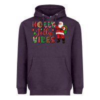 Plum Holly Jolly vibes Christmas with Santa Heavyweight Hoodie - NancyCooperArtShop