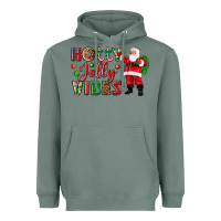 Sage Holly Jolly vibes Christmas with Santa Heavyweight Hoodie - NancyCooperArtShop