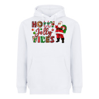White Holly Jolly vibes Christmas with Santa Heavyweight Hoodie - NancyCooperArtShop