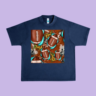 Football Leopard Gemstone Sunflower Seamless Pattern Urban Heavy Tee Designed By Jahusdesignshop
