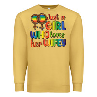 Antique Gold Just A Girl Who Loves Her Wifey Premium Sweatshirt - BundleAndBundleShop