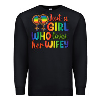 Black Just A Girl Who Loves Her Wifey Premium Sweatshirt - BundleAndBundleShop