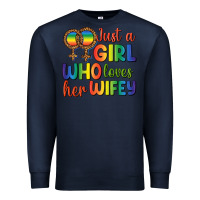 Navy Just A Girl Who Loves Her Wifey Premium Sweatshirt - BundleAndBundleShop