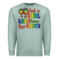Seafoam Just A Girl Who Loves Her Wifey Premium Sweatshirt - BundleAndBundleShop