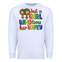 White Just A Girl Who Loves Her Wifey Premium Sweatshirt - BundleAndBundleShop