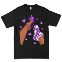 Black Purple Afro Girl Sneakers and Heels Premium Tee - texasbilliewilder