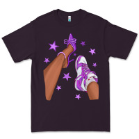 Plum Purple Afro Girl Sneakers and Heels Premium Tee - texasbilliewilder
