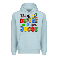 Blue Mist think before you judge Premium Hoodie - JahusDesignShop