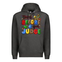 Charcoal Heather think before you judge Premium Hoodie - JahusDesignShop