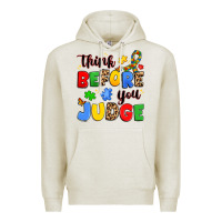 Oatmeal Heather think before you judge Premium Hoodie - JahusDesignShop