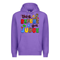 Purple think before you judge Premium Hoodie - JahusDesignShop