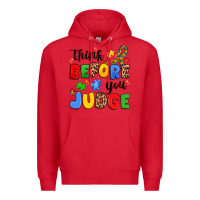 Red think before you judge Premium Hoodie - JahusDesignShop