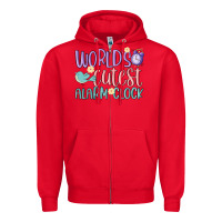 Red world's cutest alarm clock Zipper Hoodie - MaliasSmallBusiness